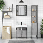 ZNTS 3 Piece Bathroom Cabinet Set Grey Sonoma Engineered Wood 3214738