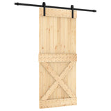 Sliding Door Natural and Black 90 x 210 cm Solid Pine Wood 3444926