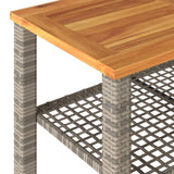 Garden Table Grey 70x38x42 cm Poly Rattan Acacia Wood 366271