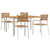 Garden Dining Set 5 pcs Solid Acacia Wood and Stainless Steel 3334775