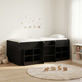 Loft Bed Frame with Cabinet 3 pcs Black Oak Engineered Wood 3423431