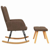 Rocking Chair with a Stool Brown Fabric 328021