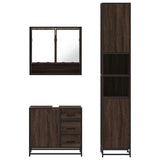 ZNTS 3 Piece Bathroom Furniture Set Brown Oak Engineered Wood 3301109