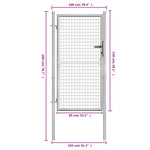 ZNTS Garden Gate Galvanised Steel 105x200 cm Silver 144758