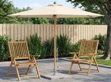 Garden Parasol 270 x 248 cm Solid Eucalyptus Wood Cream White 42041405