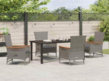 Garden Dining Set with Cushion 5 pcs Grey Poly Rattan 3379445