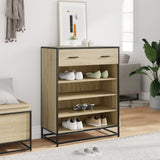 Shoe Cabinet Sonoma Oak 75x38x97.5 cm Engineered Wood and Metal 3300876