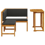ZNTS Corner Sofa Set Set of 2 Brown Solid Acacia wood Foldable 3329100