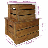 Storage Crate Set 2 Pieces Solid Mahogany Wood 244498