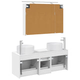 Bathroom Furniture Set 4 pcs White Engineered Wood and Glass 3407095