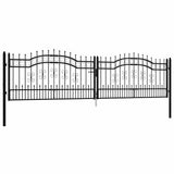 Fence Gate KAMPEN with Spear Top Black 394.5x100 cm Steel 151100