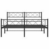 Metal Bed Frame without Mattress with Footboard Black 135x190cm 372294