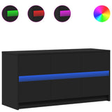 TV Cabinet with LED Black 100x34x50 cm Engineered Wood 852216