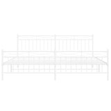 Metal Bed Frame without Mattress with Footboard White 193x203cm 373764