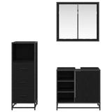 Bathroom Furniture Set 3 pcs Black Oak Engineered Wood 3402374