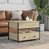 Coffee Table Sonoma Oak 70x50x50 cm Engineered Wood and Metal 845382