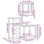 ZNTS 3 Piece Bathroom Furniture Set Sonoma Oak Engineered Wood 3301036