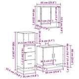 ZNTS 3 Piece Bathroom Furniture Set Sonoma Oak Engineered Wood 3301036