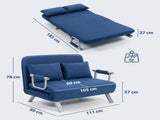 Two-Seater Click-Clack Sofa Bed - Dark Blue T3398P423092