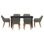 Garden Dining Set with Cushion 7 pcs Grey Poly Rattan 3261688