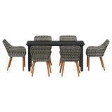 Garden Dining Set with Cushion 7 pcs Grey Poly Rattan 3261688