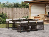 7 Piece Garden Dining Set with Cushions Brown Poly Rattan 3211629