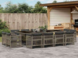 13 Piece Garden Dining Set with Cushions Grey Poly Rattan 3211040