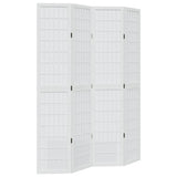 Room Divider 4 Panels White Solid Wood Paulownia 358787