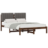 Bed Frame with Upholstered Headboard Dark Brown and Light Grey 904160