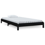 Stack Bed without Mattress Black 100x200 cm Solid Wood Pine 820391