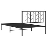 Metal Bed Frame without Mattress with Headboard Black 107x203cm 374433