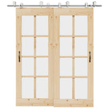 Sliding Door Hardware Kit 200 cm Stainless Steel Silver 3295764
