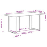 ZNTS Dining Table 160 cm Rough Mango Wood 320693