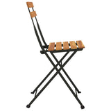 Folding Bistro Chair Set of 4 Brown Solid Teak Wood One Size 319980