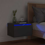 Wall-mounted Bedside Cabinet with LED Lights Black 836828