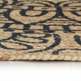 Handmade Rug Jute with Dark Blue Print 150 cm 133703