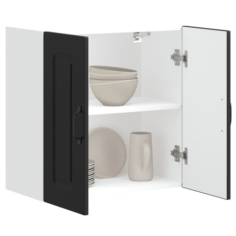 ZNTS Kitchen Wall Cabinet Kalmar Black Engineered Wood 853578