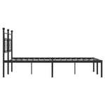 ZNTS Metal Bed Frame without Mattress with Headboard Black 160x200cm 374342