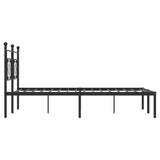 ZNTS Metal Bed Frame without Mattress with Headboard Black 160x200cm 374342