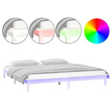 LED Bed Frame without Mattress White 150x200 cm King Size Solid Wood 820612