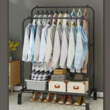 ZNTS Heavy Duty Double Clothes Rail Hanging Rack Garment Display Stand Storage Shelf 55343369