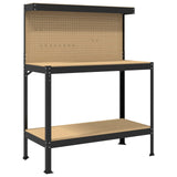 Workbench Black 114 x 54 x 145 cm Engineered Wood and Metal 42020127