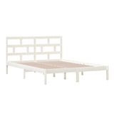 Bed Frame without Mattress White King Size Solid Wood 3101224