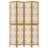 Room Divider 4 Panels Brown Solid Wood Paulownia 358868