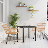 Garden Dining Set 3 pcs Brown Powder-Coated Steel 3379177