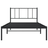 Metal Bed Frame without Mattress with Headboard Black 90x190cm 352472