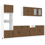 ZNTS 7 Piece Kitchen Cabinet Set Kalmar Brown Oak Engineered Wood 3314738