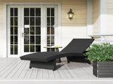 Outdoor PE Rattan Sun Lounger, Folding Wicker Garden Lounger Recliner with 4-Level Adjustable T3398P314706