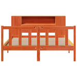 ZNTS Bookcase Bed without Mattress Wax Brown 135x190 cm Double Solid Wood Pine 3321668