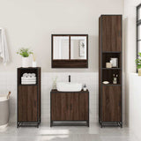 3 Piece Bathroom Furniture Set Brown Oak Engineered Wood 3301099